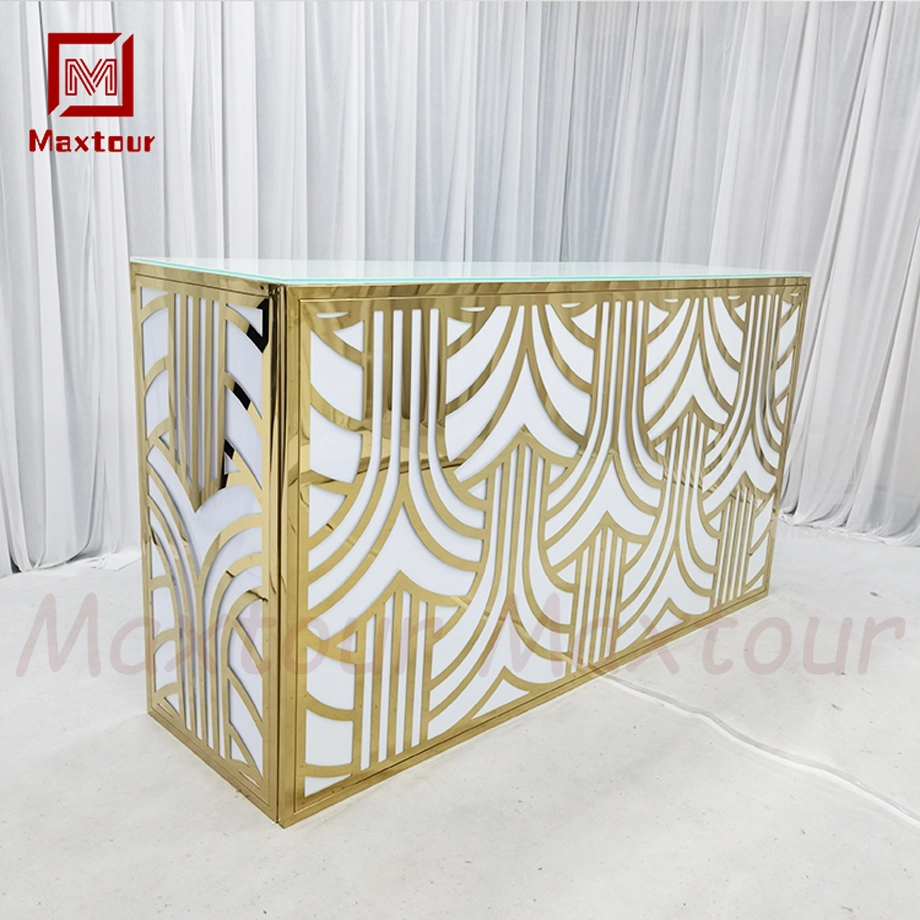 Plastic PVC Stainless Steel Pattern Unique Design Bar Counter Table Receiption Table for Hotel Hall