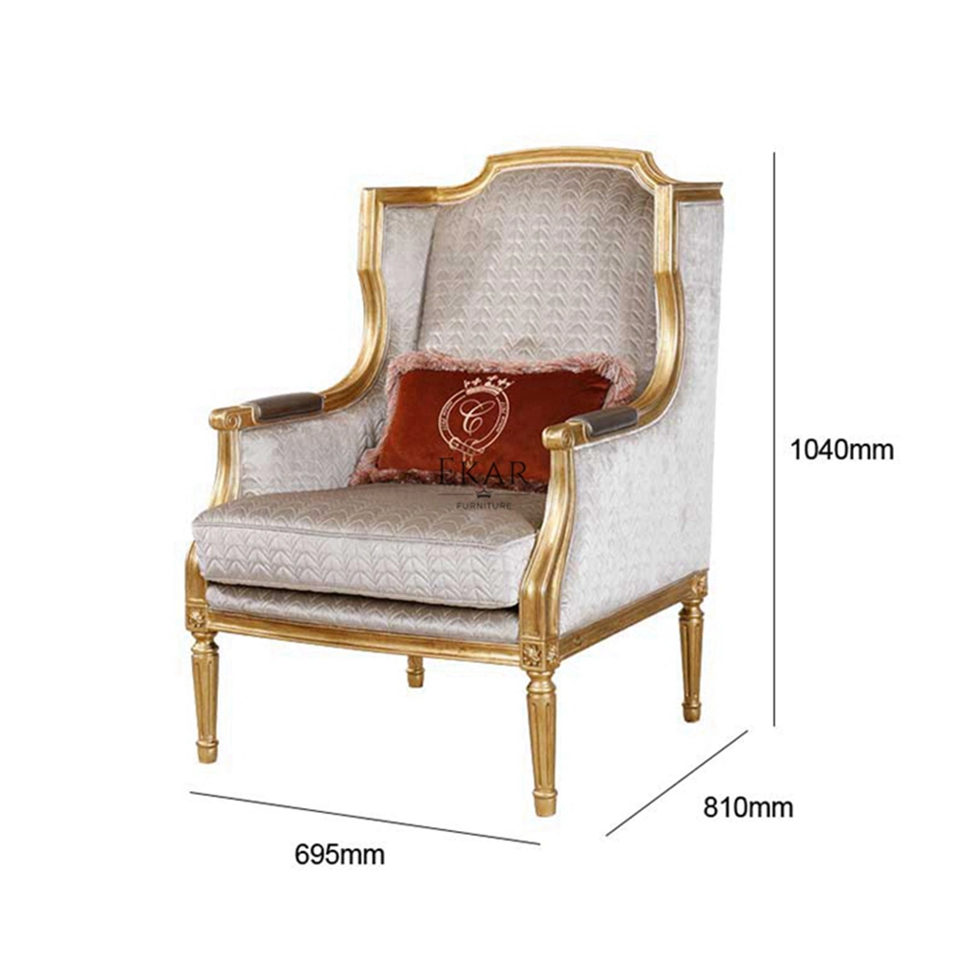 French Classic Living Room Furniture Fabric or Leather Hand Made Carved Solid Wood Luxury Lounge Arm Chair Accent Sofa Chair