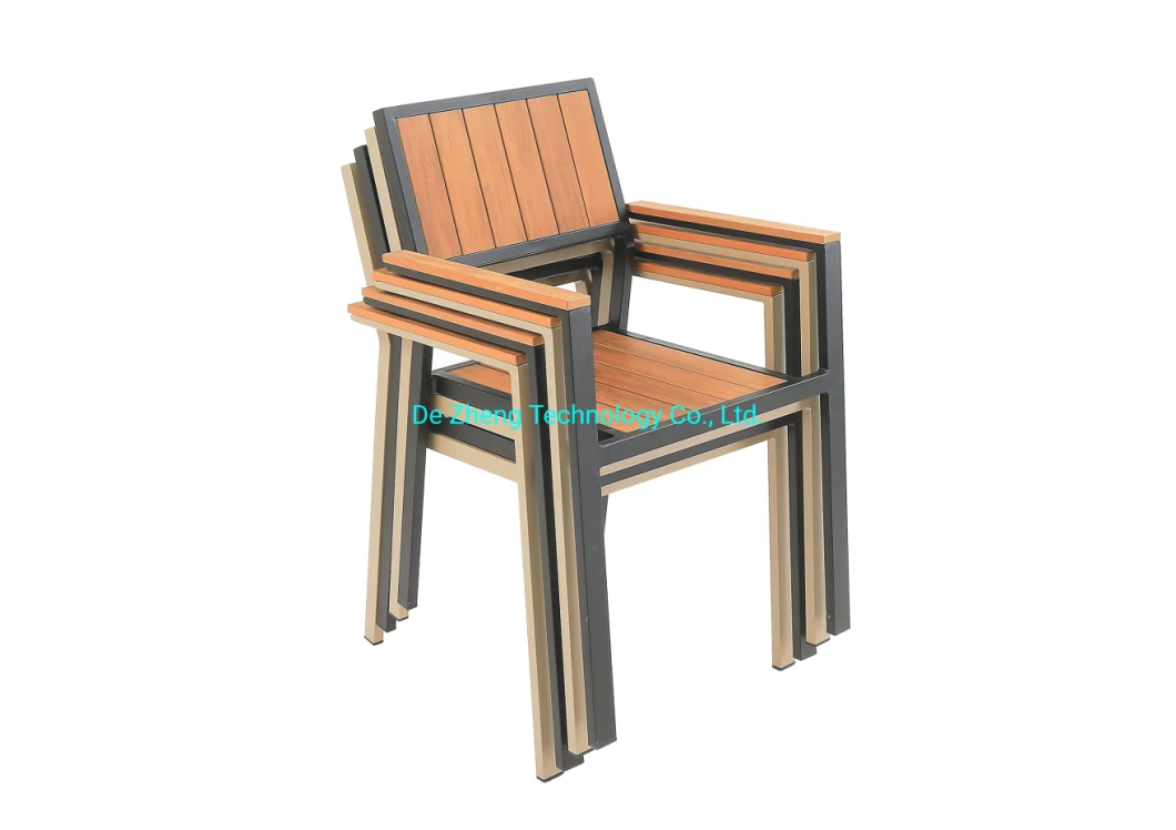 Garden Modern Leisure Dining Outdoor Coffee Shop Cafe Chair with Aluminum Plastic Wood