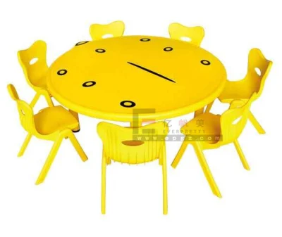 カラフルな学校家具を備えた丸いプラスチック製の子供用テーブル